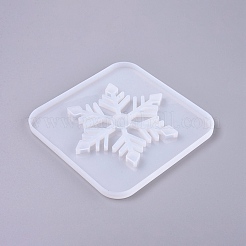 クリスマススノーフレークカップマットシリコンモールド  レジン型  UVレジン用  エポキシ樹脂ジュエリー作り  ホワイト  155x155x8mm&nbsp;X-DIY-K017-13