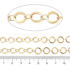 304ステンレススチールリングリンクチェーン  ハンダ付け  スプールで  イオンプレーティング（ip）  ゴールドカラー  8x1mm&nbsp;CHS-G044-05G-05
