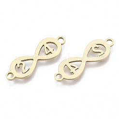 201 ステンレススチールリンクコネクター  レーザーカットリンク  数の無限大  ゴールドカラー  7.5x23.5x1mm  穴：1.8mm&nbsp;STAS-R104-014G