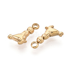 304ステンレススチールチャーム  イオンプレーティング（ip）  海犬の魅力  18KGP本金メッキ  12x7x3mm  穴：1.8mm&nbsp;STAS-T067-89G