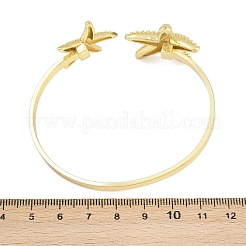 海洋生物をモチーフにした女性用真鍮カフバングル  18KGP本金メッキ  ヒトデ  内径：2-5/8インチ（6.6cm）&nbsp;BJEW-D368-03D-G