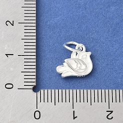 スターリングシルバーの鳩チャーム925個  スタンプ925個付き  銀  9.5x11.5x3.5mm  穴：4mm&nbsp;STER-R012-02S