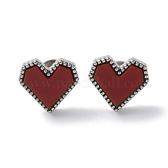 6 ペア 2 カラーハートアクリルスタッドピアス  ゴールド＆ステンレスカラー 304ステンレススチールイヤリング  ファイヤーブリック  10x11mm  3ペア/カラー&nbsp;EJEW-A024-12B