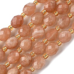 天然石ピーチ色ムーンストーンビーズ連売り  多面カット  ライス  シードビーズで  7.5~8x6~7.5mm  穴：0.8~1mm  約36~40個/連  15.55~15.75''（39.5~40センチメートル）&nbsp;G-F809-A44-01