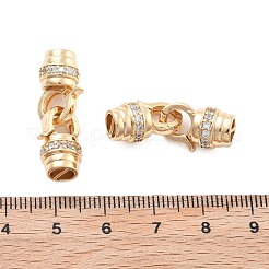 真鍮製マイクロペーブクリアキュービックジルコニアの留め金  ニッケルフリー  18KGP本金メッキ  27x8mm  穴：2mm&nbsp;KK-B125-14G