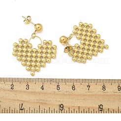 イオンプレーティング（IP）304ステンレススチール製スタッドピアス（女性用）  ハート  ゴールドカラー  40x30mm&nbsp;EJEW-A119-21G