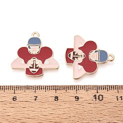 合金エナメルチャーム  ラグビーと人間のチャーム  ゴールドカラー  暗赤色  24.5x24x1mm  穴：1.6mm&nbsp;ENAM-T025-02G-10