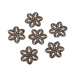 6-花びら鉄ビーズキャップ  花  アンティークブロンズ  32.5x29x1mm  穴：1mm&nbsp;LS-IFIN-WH0070-11AB
