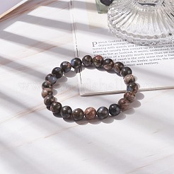 天然グラウコファン ラウンド ビーズ ストレッチ ブレスレット  女性のためのアクセサリー用原石のアクセサリー  内径：2インチ（5.2cm）  ビーズ：8.5mm&nbsp;BJEW-JB08427