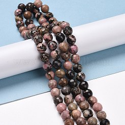 天然石ロードナイトビーズ連売り  ファセット（128ファセット）  ラウンド  8mm  穴：1.2mm  約47個/連  14.76''（37.5センチメートル）&nbsp;G-E571-19B