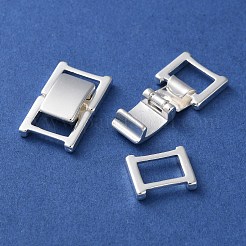 真鍮製時計バックル  カドミウムフリー＆鉛フリー  長方形  925銀メッキ  17.5x10.5x4mm&nbsp;KK-F880-21C-S