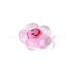 半透明の樹脂カボション  笑顔の花  パールピンク  9x9x3.3mm&nbsp;RESI-E039-01B