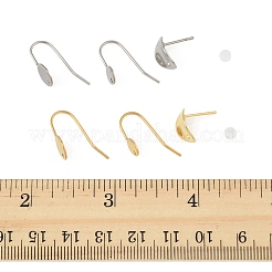 304ステンレススチールピアスフック24個  30個のプラスチック製イヤーナット付き  ミックスカラー  11~20.5x6~8.5mm  穴：1.2mm&nbsp;STAS-FS0001-94
