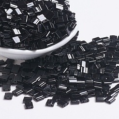 MIYUKIティラビーズ  日本製シードビーズ  2穴  （tl401)黒  5x5x1.9mm  穴：0.8mm  約1180個/100g&nbsp;SEED-J020-TL401