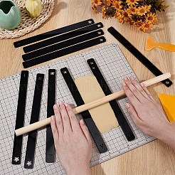 アクリル製ローリングマッドスティックガイド1セット  陶器粘土ツール  長方形  ブラック  250x20x2~6mm  2個/スタイル&nbsp;AJEW-BC0007-71