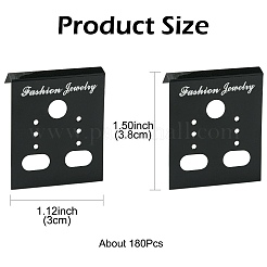 180PCS長方形のプラスチック製のピアスディスプレイカード  耳栓に使用  ブラック  3.8x3cm&nbsp;EDIS-FS0001-01A