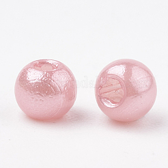 ABSプラスチックビーズ  模造パール  ラウンド  ピンク  8x7.5mm  穴：1.5mm  約1900個/500g&nbsp;OACR-Q004-8mm-08