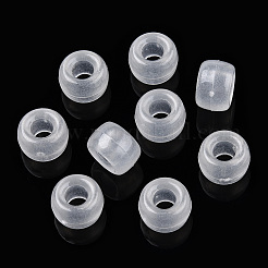 透明＆蓄光プラスチックビーズ  艶消し  カラスビーズ  ポニービーズ  暗闇で光る  バレル  ホワイト  9x6mm  穴：3.8mm&nbsp;X-KY-T025-01-H09