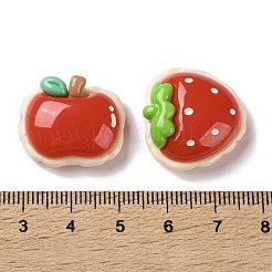 オペーク樹脂カボション  模造果物  イチゴとリンゴ  ミックスカラー  19~22x22~22.5x9~10mm&nbsp;CRES-D326-02
