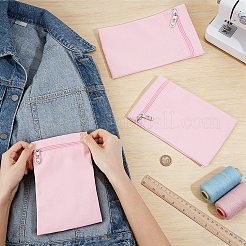 キャンバス布ジッパーバッグ  長方形  衣服縫製用の合金金具付き  ピンク  20x12.5x0.2cm&nbsp;ABAG-WH0077-09B-02