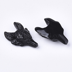 合成黒い石のペンダント  オオカミの頭部  37~42x25~30x10~13mm  穴：2mm&nbsp;G-S336-69-01-1