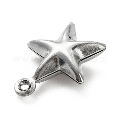 変色しない304ステンレススチールペンダント  スターのチャーム  ステンレス鋼色  14.3x11.8x4.6mm  穴：1mm&nbsp;STAS-D243-08