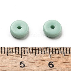 不透明なアクリルビーズ  フラットラウンド  ミディアムアクアマリン  7x2.5mm  穴：1.5mm&nbsp;OACR-H044-03B
