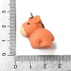 動物樹脂ペンダント  プラチナ鉄ループ付き  ロバ  25x13.5x23mm  穴：2mm&nbsp;RESI-I346-01P-04