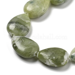 天然中国南部翡翠ビーズ連売り  フラットティアドロップ  18x13x6mm  穴：0.8mm  約11個/連  7.48''~7.68''（19~19.5センチメートル）&nbsp;G-P528-L26-01