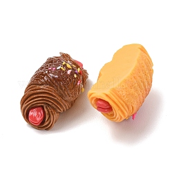 不透明な樹脂模倣食品カボション  ソーセージパン  ミックスカラー  27.5x14.5x14~15mm&nbsp;CRES-A064-05
