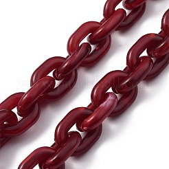 バッグハンドル  アクリル＆ccbプラスチックリンキングリングと亜鉛合金スイベルクラスプ付き  バッグストラップ用交換アクセサリー用  暗赤色  20.28インチ（51.5cm）&nbsp;AJEW-BA00027-04