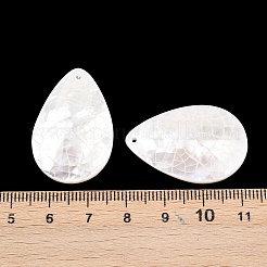 天然石ホワイトシェルペンダント  ティアドロップチャーム  ホワイト  32.5x21.5x4~4.5mm  穴：1.2mm&nbsp;SSHEL-C014-01A
