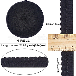 20mの平型ナイロン弾性コード/バンド  ウェーブエッジトリミングあり  服装アクセサリー  ブラック  19mm  約21.87ヤード（20m）/バッグ&nbsp;OCOR-GF0003-55A