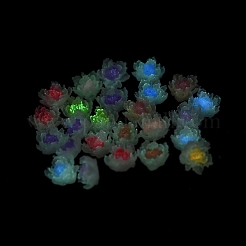 蓄光樹脂デコデンカボション  暗闇で光る花  ミックスカラー  10x10x5mm&nbsp;RESI-K036-06F