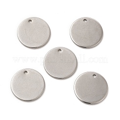 変色しない304ステンレススチールチャーム  フラットラウンドのチャーム  ステンレス鋼色  15x1mm  穴：1mm&nbsp;LS-STAS-L207-24C-P