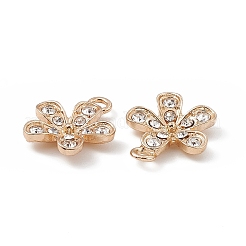 合金クリスタルラインストーンペンダント  花のチャーム  ライトゴールド  16.5x14x3mm  穴：1.8mm&nbsp;FIND-C019-11KCG