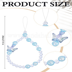 プラスチック携帯ストラップ1個  携帯アクセサリー  クラウン  ライトスカイブルー  195x37x13mm&nbsp;AJEW-LP0006-97