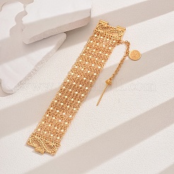女性用中空合金スター＆リングリンクチェーンブレスレット  18KGP本金メッキ  8-1/8インチ（20.5cm）&nbsp;VR3342-2