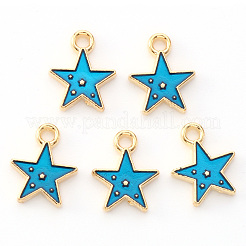 合金エナメルチャーム  スター  ライトゴールド  ドジャーブルー  12x10x2mm  穴：1.6mm&nbsp;X-ENAM-S121-028A