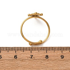 女性用304ステンレススチールエナメルカフリング  楕円と星  18KGP本金メッキ  オーバル：12x10mm  usサイズ7 1/4(17.5mm)&nbsp;RJEW-F194-04G