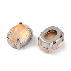 真鍮 ガラス ラインストーン 縫い付けラインストーン  多面カット  オーバル  ミックスカラー  プラチナ  10x8x6mm  穴：1mm&nbsp;RGLA-B004-13A-P