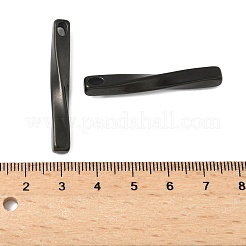 イオンプレーティング（IP）304ステンレスペンダント  ツイスト長方形チャーム  ブラック  40x5x5mm  穴：4x3mm&nbsp;STAS-U037-16B
