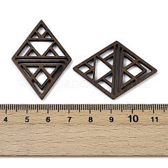 ウォールナットウッドペンダント  菱形  ココナッツブラウン  40.5x29.5x2.5mm  穴：6x5mm&nbsp;WOOD-A025-12