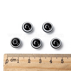 ラウンド縞模様樹脂ビーズ  ブラック  10x9mm  穴：1.8~2mm&nbsp;X-RESI-R158-10mm-11