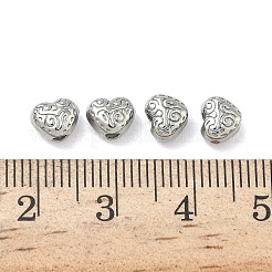 304ステンレススチールビーズ  ハート  ステンレス鋼色  5x6x4mm  穴：1.5mm&nbsp;STAS-D204-42P