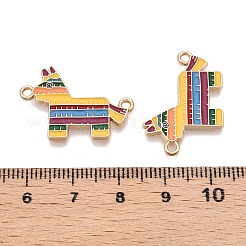 ラックメッキ合金エナメルカラフルなメキシコのロバコネクタチャーム  シンコ・デ・マヨのピニャータリンク  ゴールドカラー  18x25.5x1.5mm  穴：1.6mm&nbsp;ENAM-N056-350G