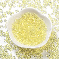 蓄光ガラスシードビーズ  暗闇で光る  ピーナッツ  きいろ  2.5x4x2mm  穴：0.8mm  約250個/10g&nbsp;X1-SEED-A033-07D