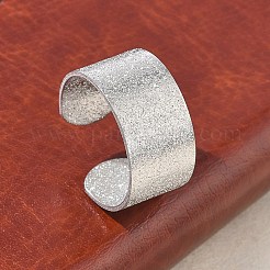 テクスチャ加工を施した304ステンレススチール製カフオープンリング  ステンレス鋼色  10mm  usサイズ7 1/4(17.5mm)&nbsp;RJEW-D357-03P