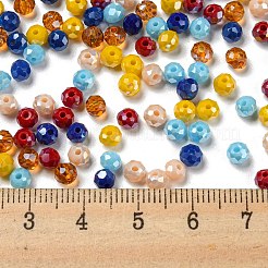 ガラスビーズ  多面カット  ロンデル  ミックスカラー  4x3mm  穴：0.4mm  約820個/60g&nbsp;EGLA-A034-SM4mm-30