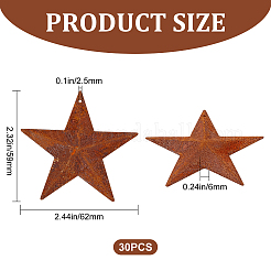 さび鉄の大きなペンダント  スター  シエナ  59x62x6mm  穴：2.5mm&nbsp;IFIN-WH0065-16B
